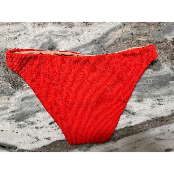 J Crew Bikini Bottom Womens XL Orange Textured Curved Waist Cheeky High Legs - Picture 2 of 6